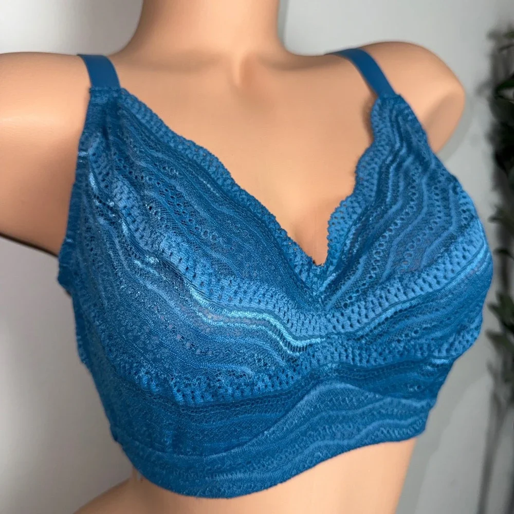 Cosabella Dolce Curvy Bralette Malawi Blue Lace Wireless Bra Size M